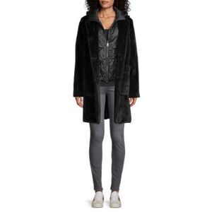 Jane Post $995 Alpaca Wool Blend Mock Double Layered Coat Black Women’s Small NE
